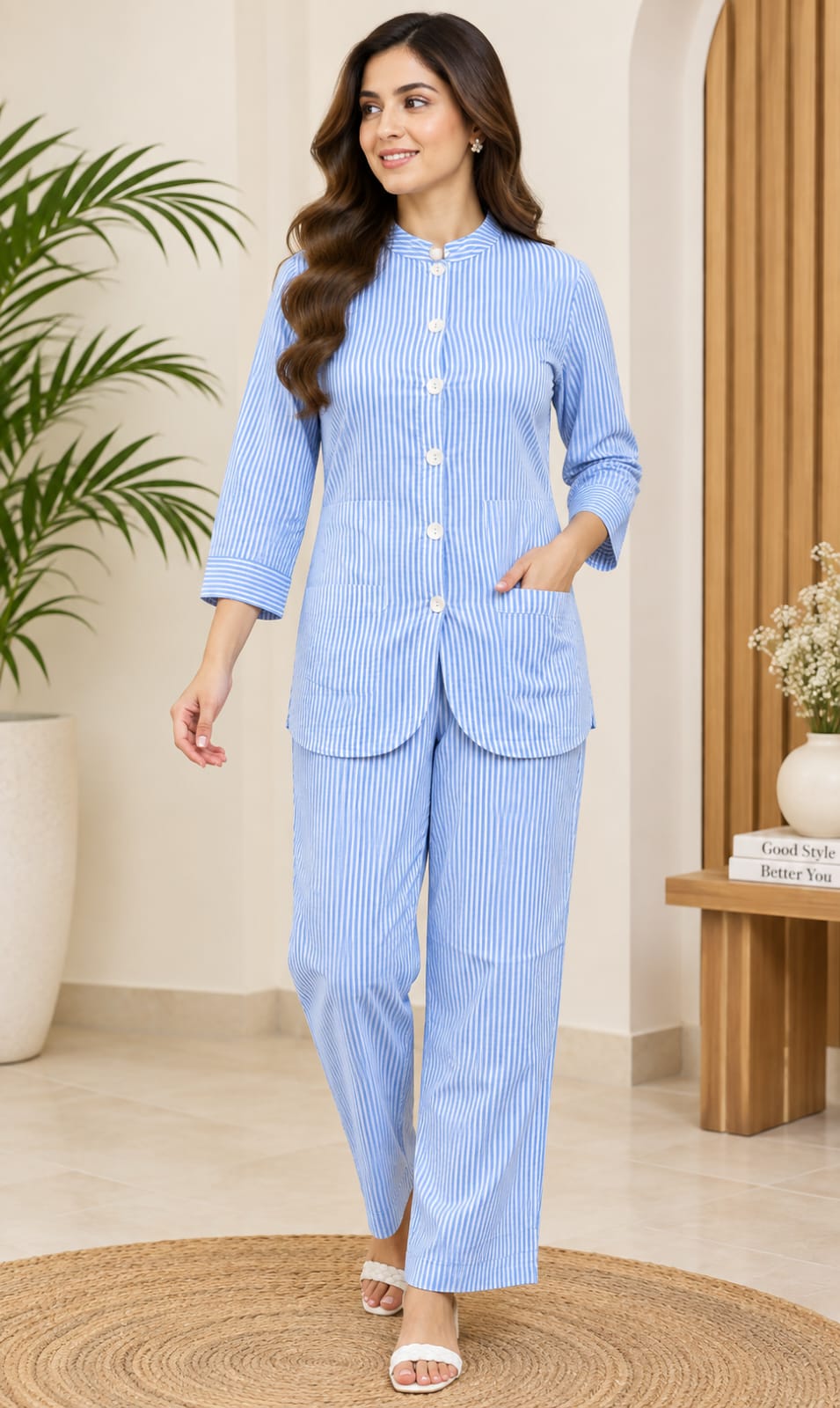 CORDSET BLUE COTTON (RS 895 PER PIECE) (S,M,L,XL) (BUNDLE OF 4)