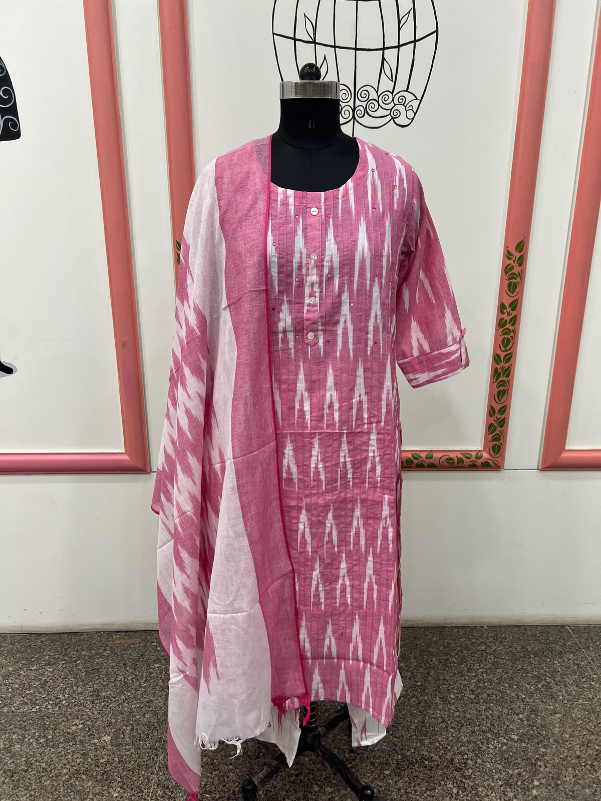 PINK IKKAT 3 PC STYLE (BUNDLE OF 5 SETWISE)