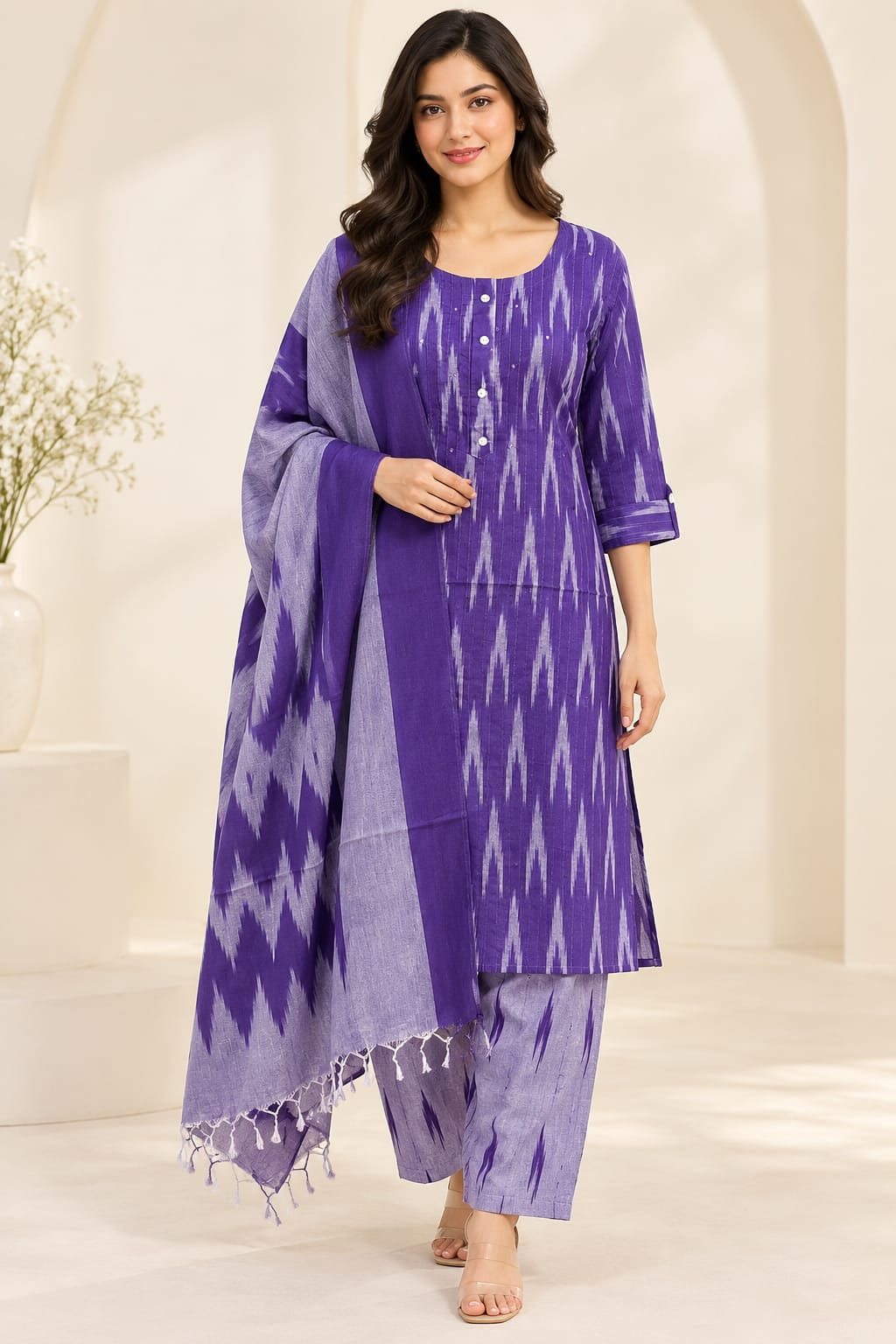 PURPLE IKKAT 3 PC STYLE (BUNDLE OF 5 SETWISE)