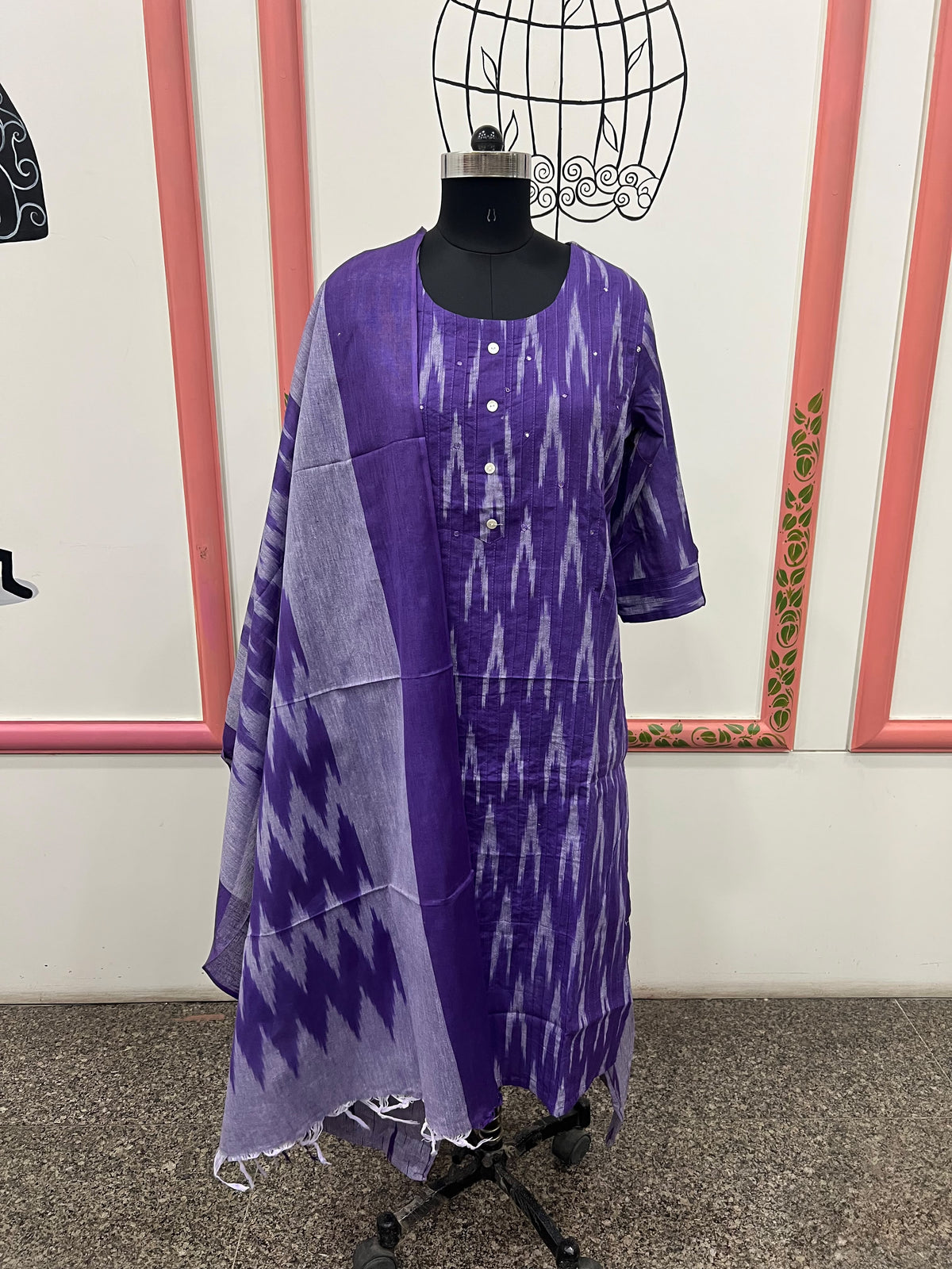 PURPLE IKKAT 3 PC STYLE (BUNDLE OF 5 SETWISE)
