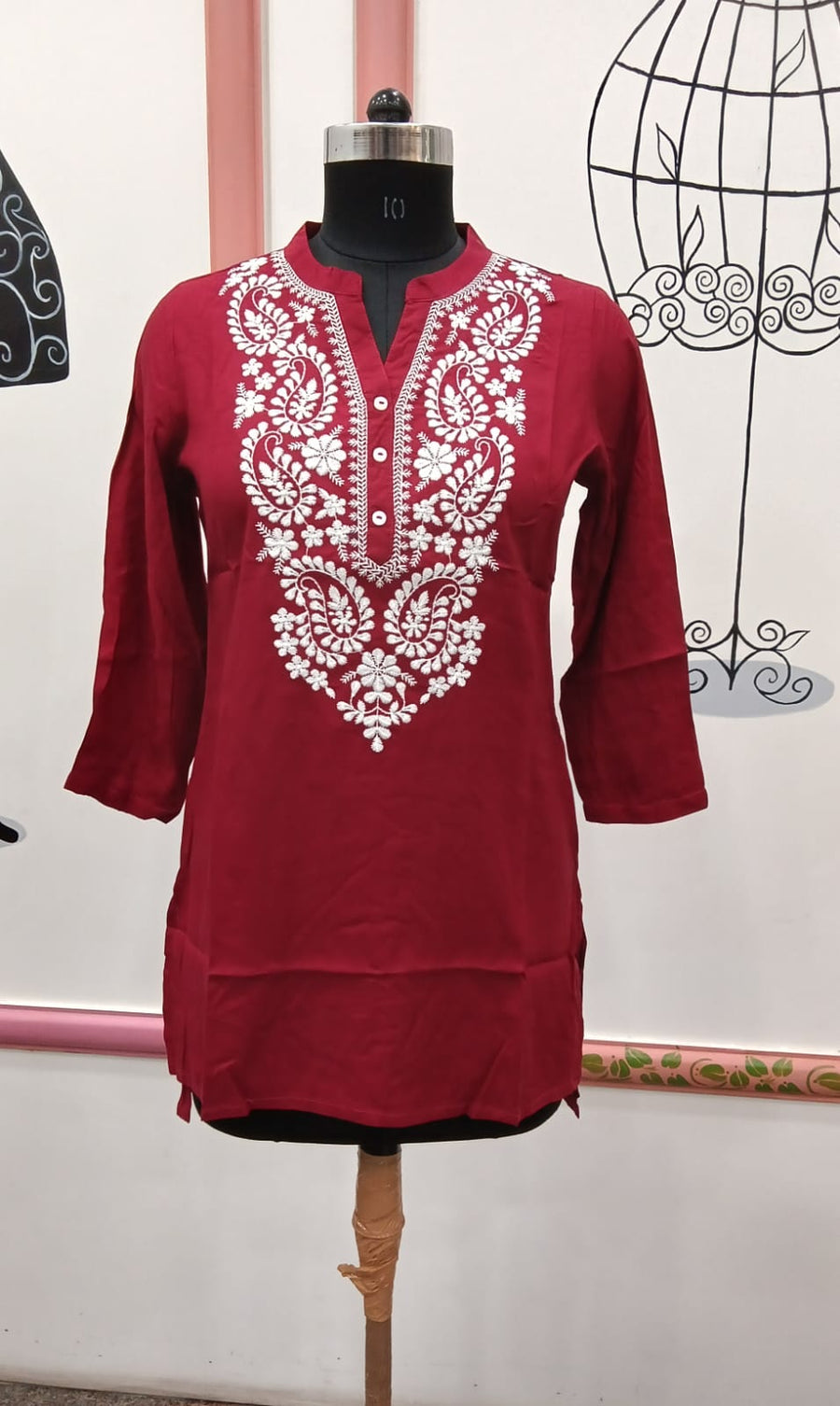 RED EMBROIDERED TOPS (RS 425 PER PIECE) (BUNDLE OF 5) (M,L,XL,2XL,3XL)