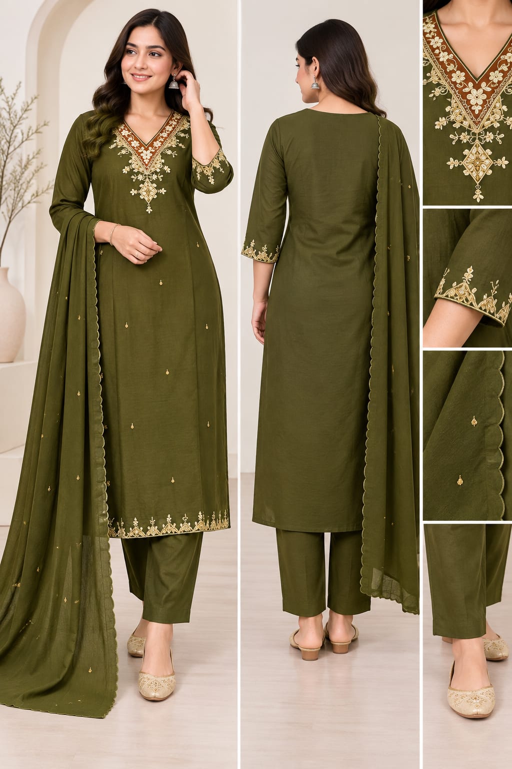 DOBBY 3 PC SET GREEN (RS 1295 PER PIECE) (BUNDLE OF 4) (M,L,XL,XXL)