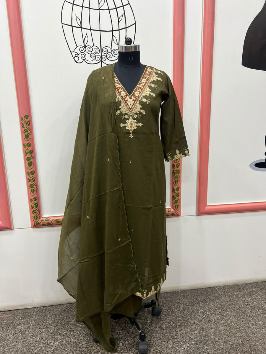 DOBBY 3 PC SET GREEN (RS 1295 PER PIECE) (BUNDLE OF 4) (M,L,XL,XXL)