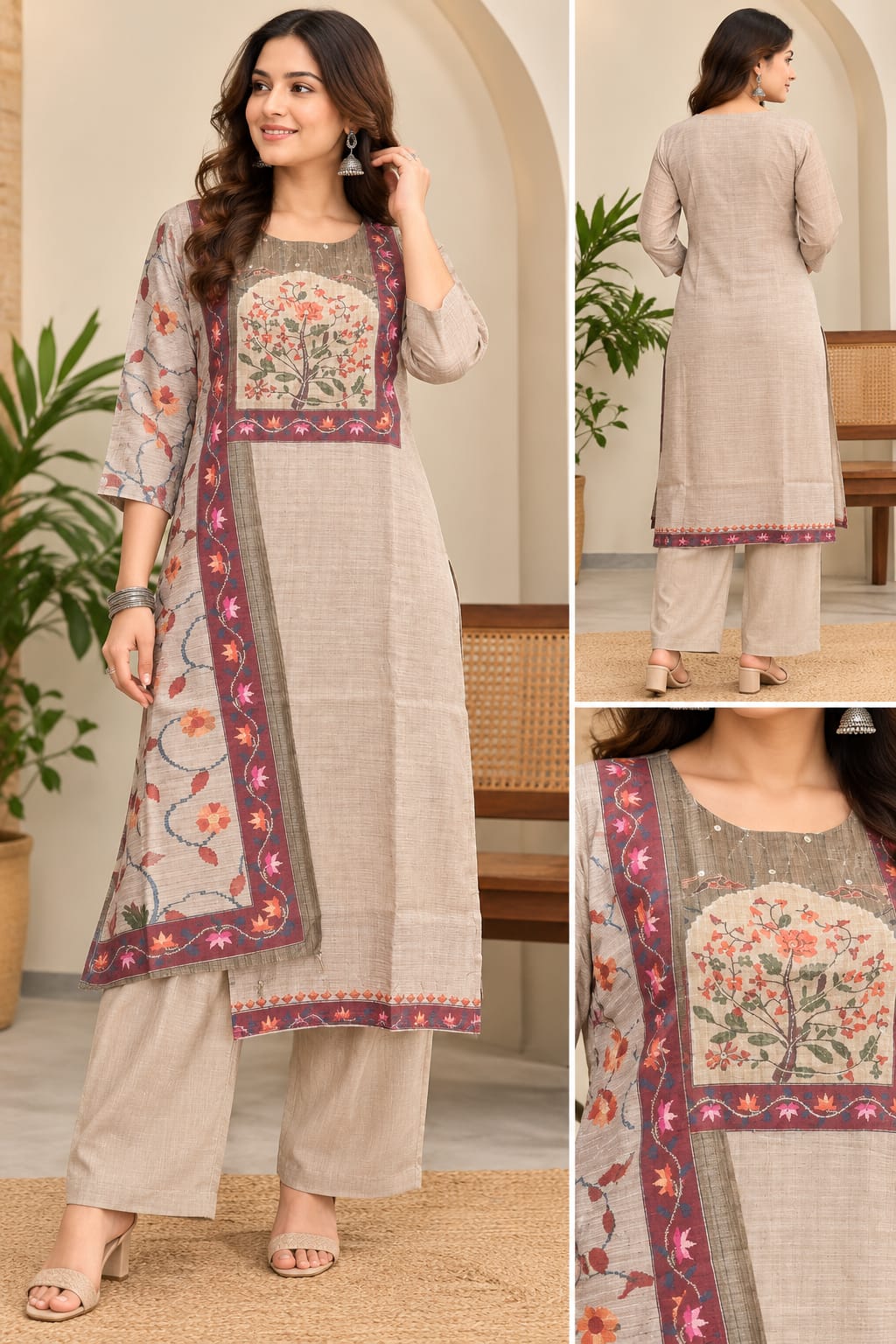 PEACH CHANDERI 3 PC STYLE (RS 1295 PER PIECE) (BUNDLE OF 4) (M,L,XL,XXL)