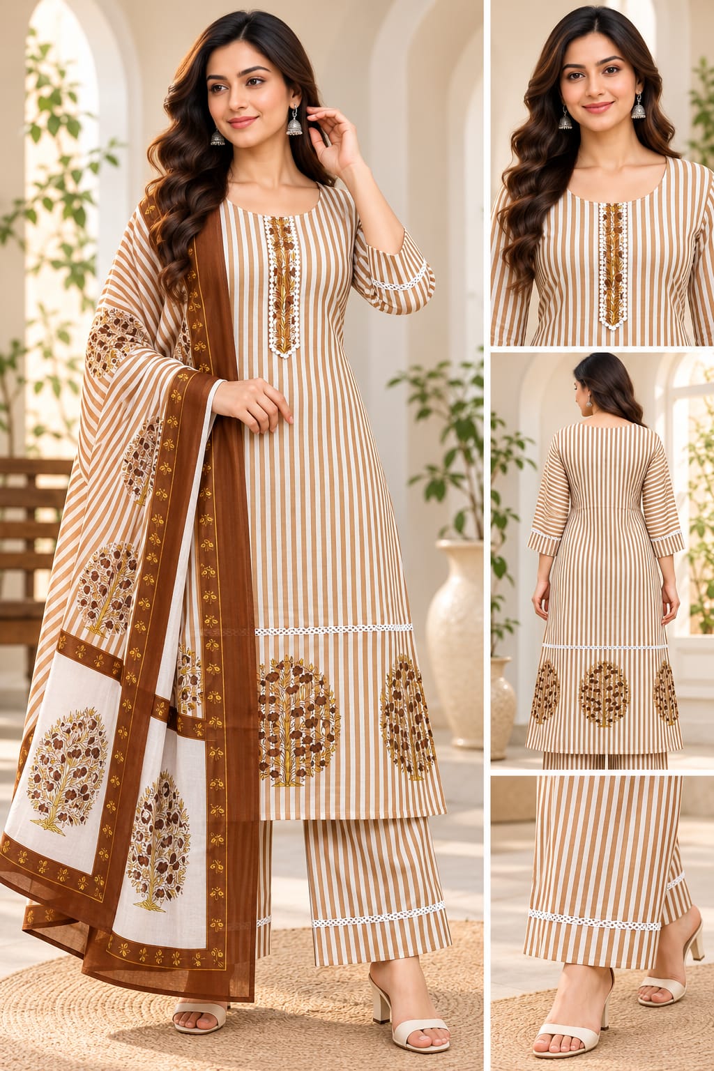 BEIGE 3 PC COTTON SET (RS 1095 PER PIECE) (BUNDLE OF 5) (M,L,XL,2XL,3XL)