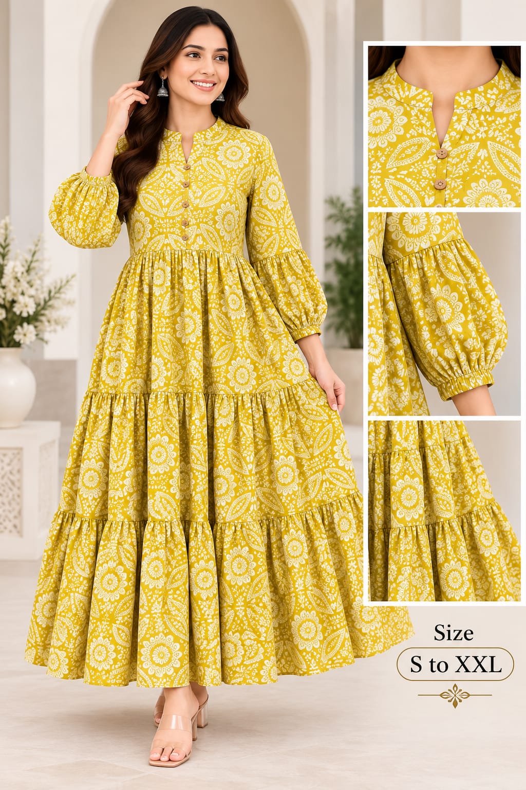 YELLOW ONE PIECE DRESS (RS 995 PER PIECE) (BUNDLE OF 5) (S,M,L,XL,XXL)