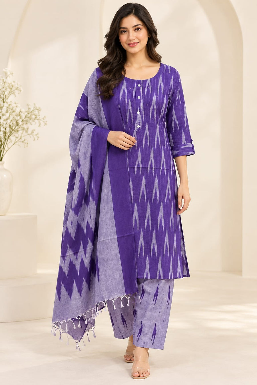 PURPLE IKKAT 3 PC SET ( RS 1095 PER PIECE) (M-3XL)