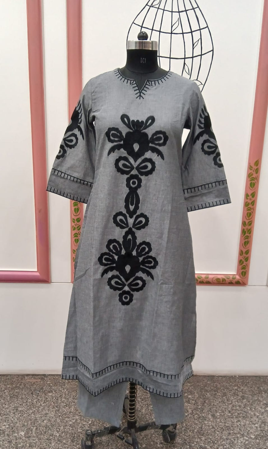 BLACK KURTA PANT EMBROIDRERY (RS 1195 PER PIECE) (BUNDLE OF 5) (M, L,XL, XXL, 3XL)